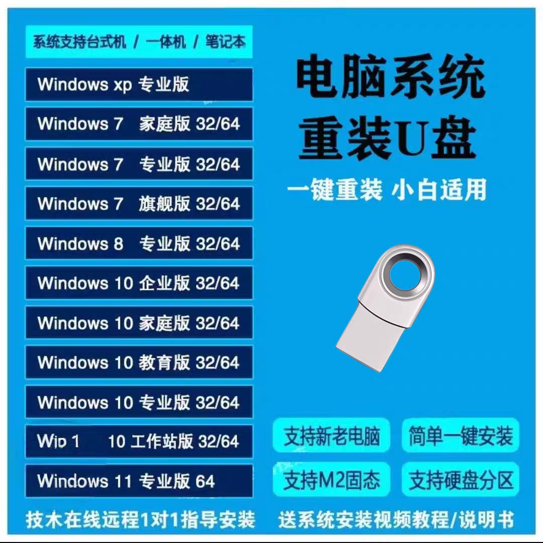 系统U盘（知名品牌雷克沙U盘，64G，3.0传输速度，内含多个纯净系统和官方原版系统，驱动工具，小插件）